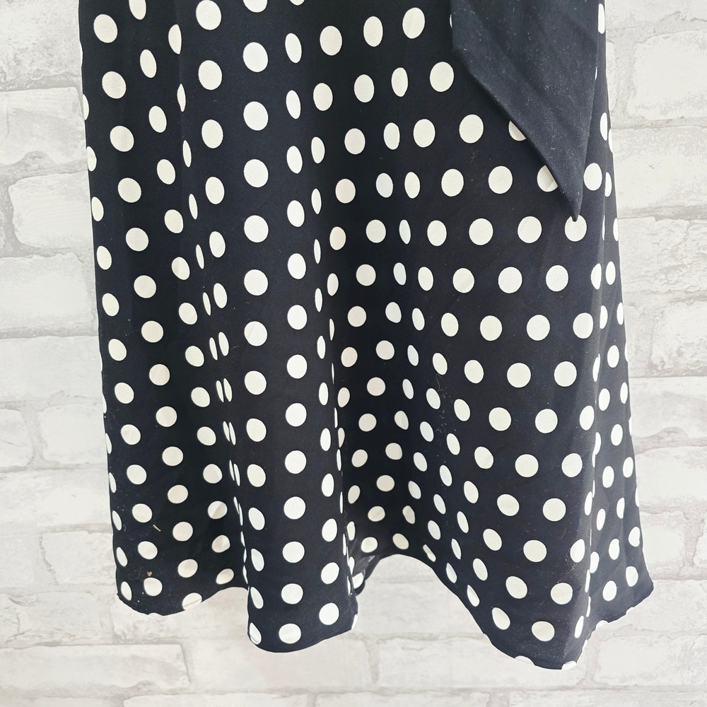 Talbots Black White Polka Dot Sleeveless Floral Embroidered Dress Size 6 - Picture 6 of 9